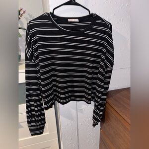 Romwe stripped cropped long sleeve shirt